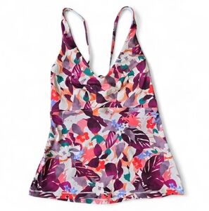 Athleta Daybreak Floral Triangle Tankini Swim Top A-C Cup Size Large